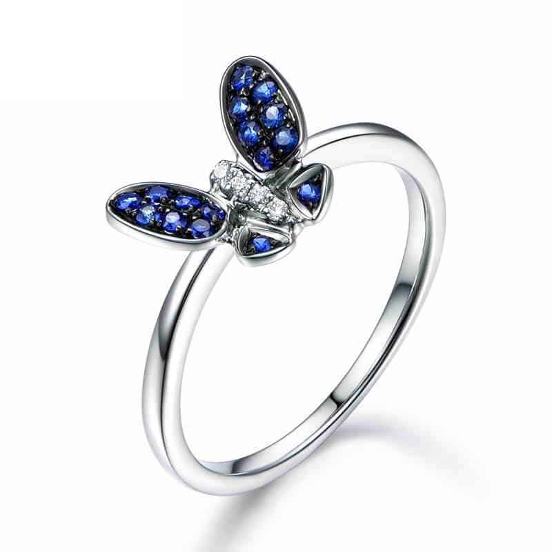 Cincin Tunangan  Deep Blue Sapphire Butterfly